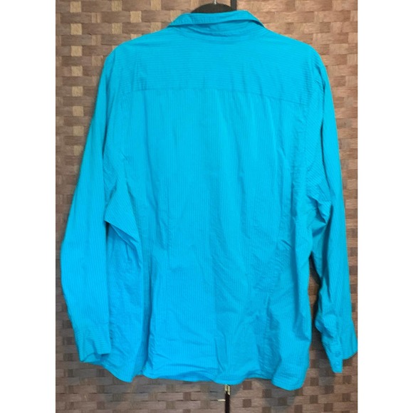 Lane Bryant Teal Striped Button Up Blouse- Size 26 - Picture 2 of 3